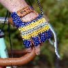 image of Passport crochet back gloves blue