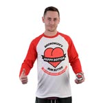 Happy Bottom Bum Butter Baseball Shirt in red and white