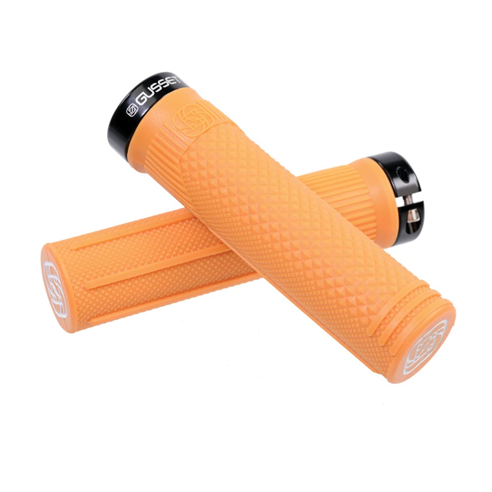 Fluro Orange Gusset S2 Clamp-On Grips Pair